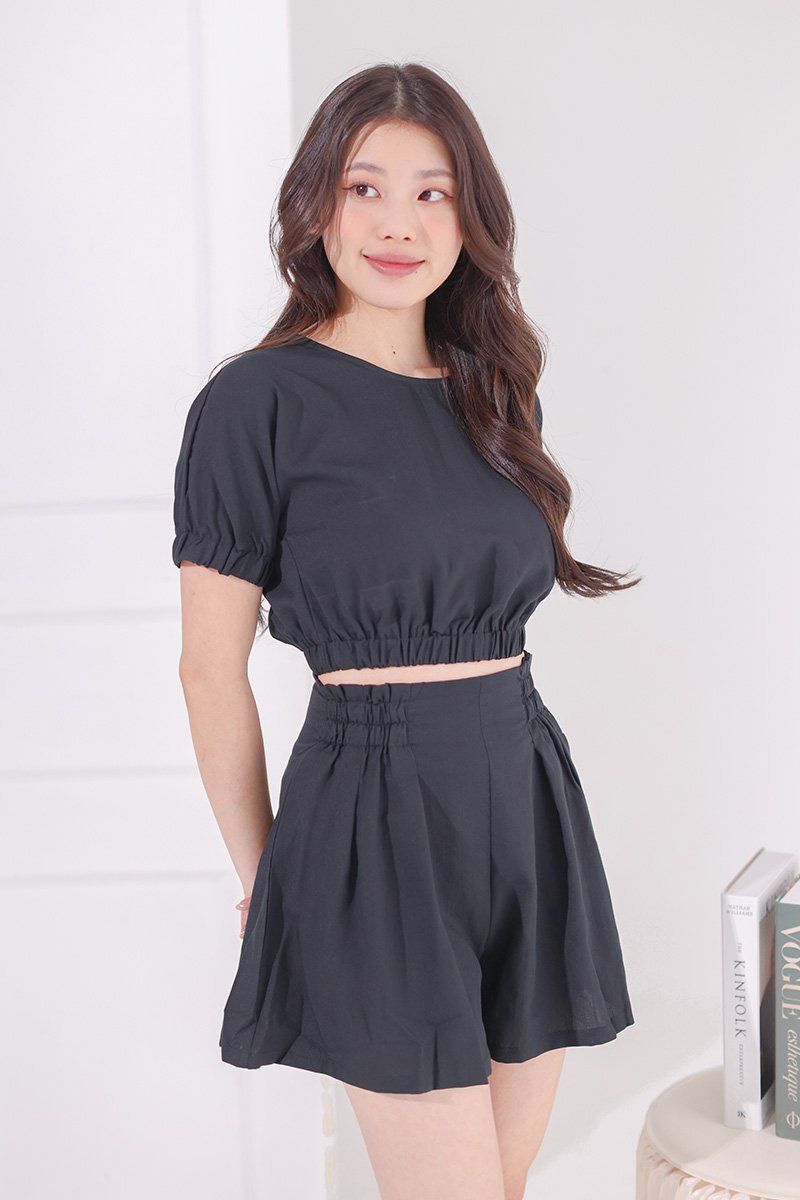 Loreley Elastic Waistband Top Black