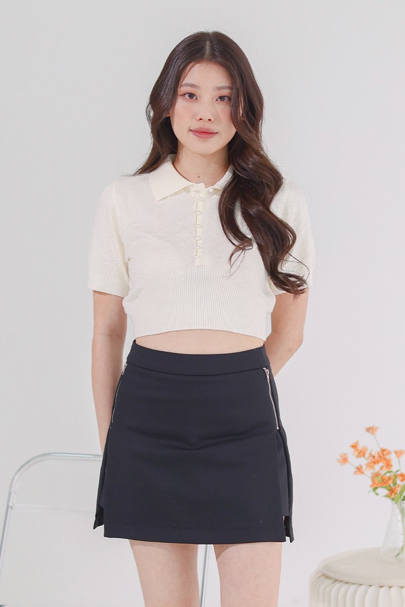 Julane Double Side Slit Skort Black