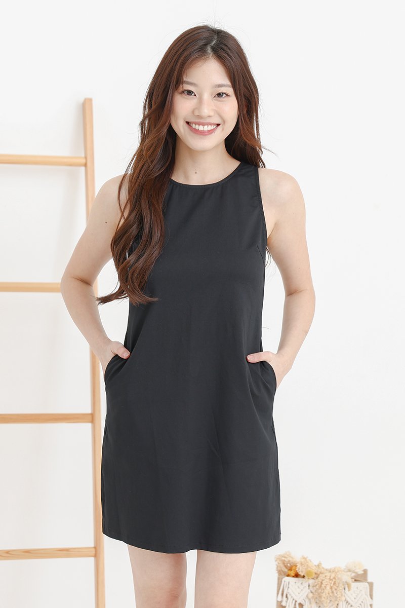 Zariah Basic A Line Dress Black