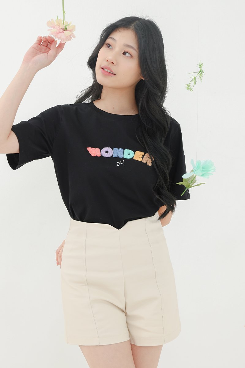 [RESTOCK] Wonder Girl Chenille Embroidered Tee Black