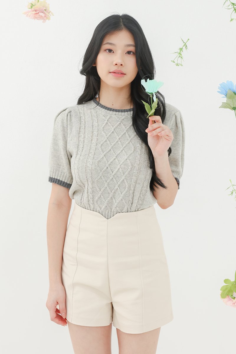 Verona Embroidered Knitted Top Grey 