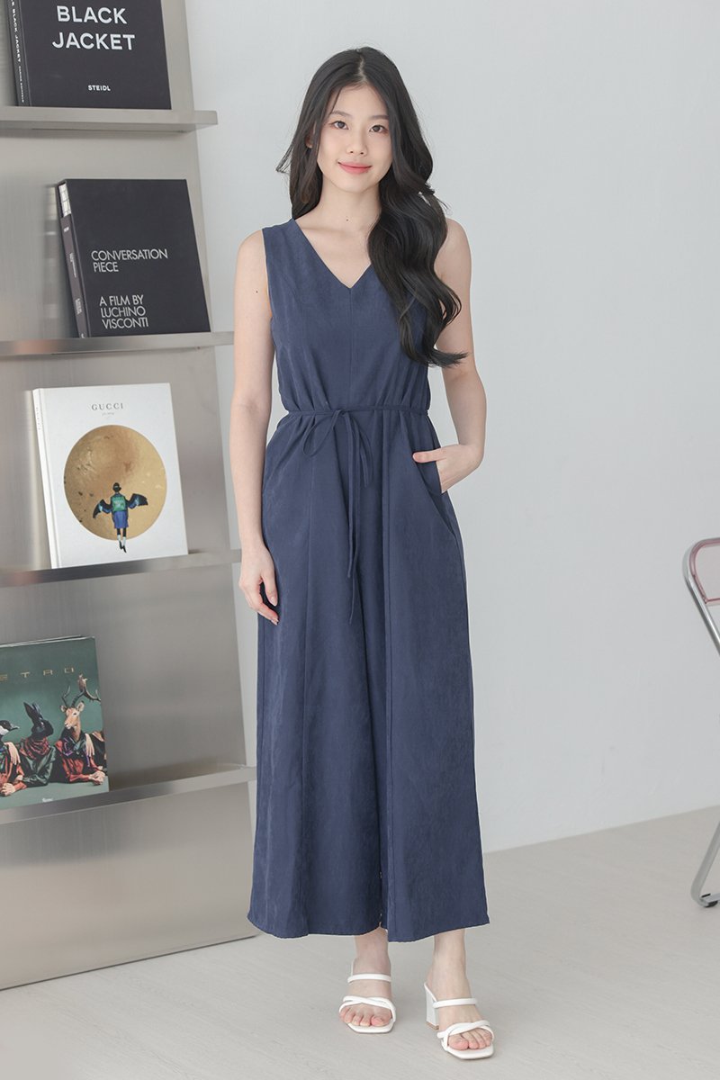 Suzanne Baggy Ribbon Tie Jumpsuit Midnight