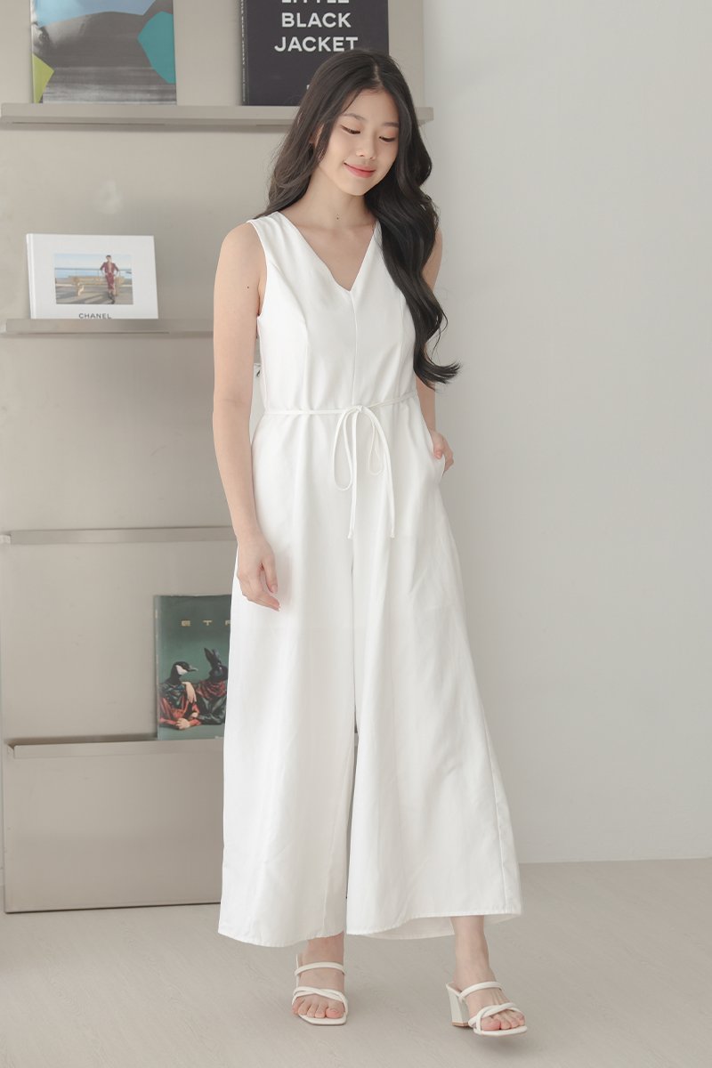 Suzanne Baggy Ribbon Tie Jumpsuit Ivory