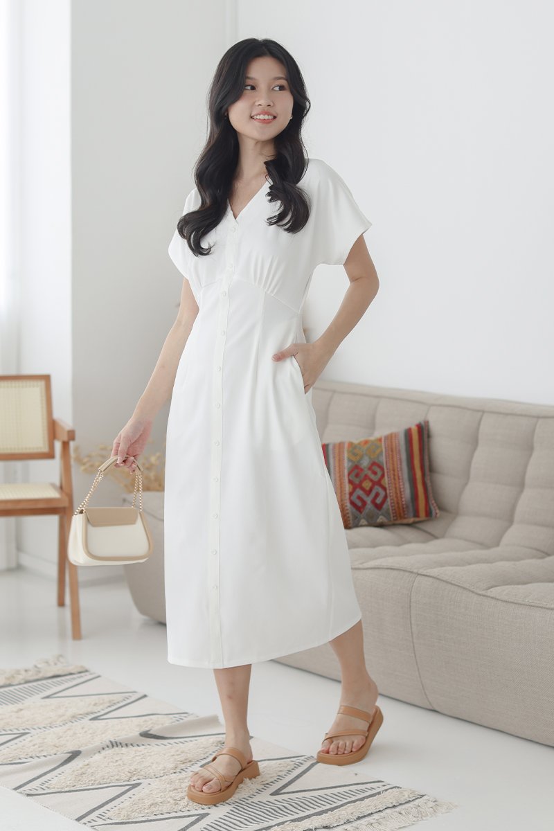 Lana Maxi Buttoned Down Dress Ivory