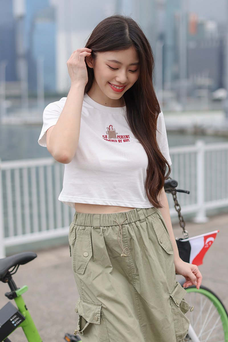 Kopi Embroidery Cropped Top Ivory