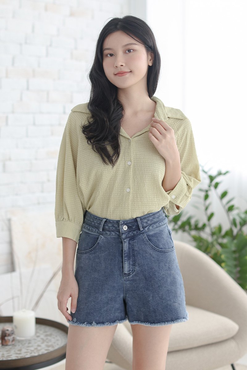 Alley Buttoned Two Way Shirt Olive