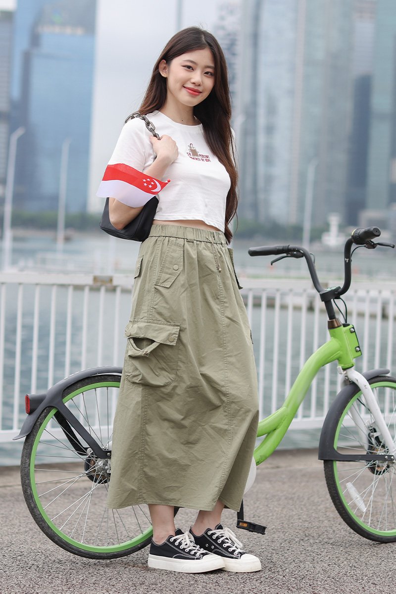 Toni Cargo Midi Skirt Olive