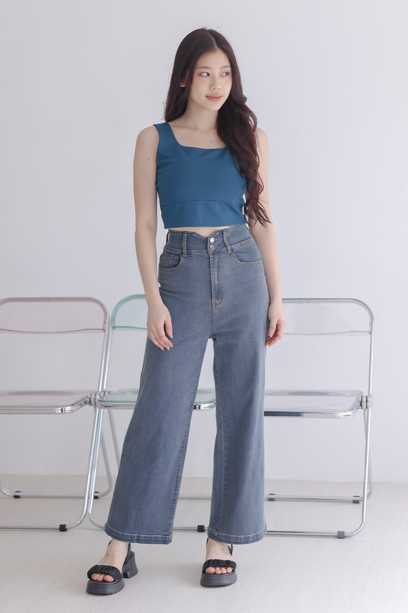 Edna Padded Crop Top Teal