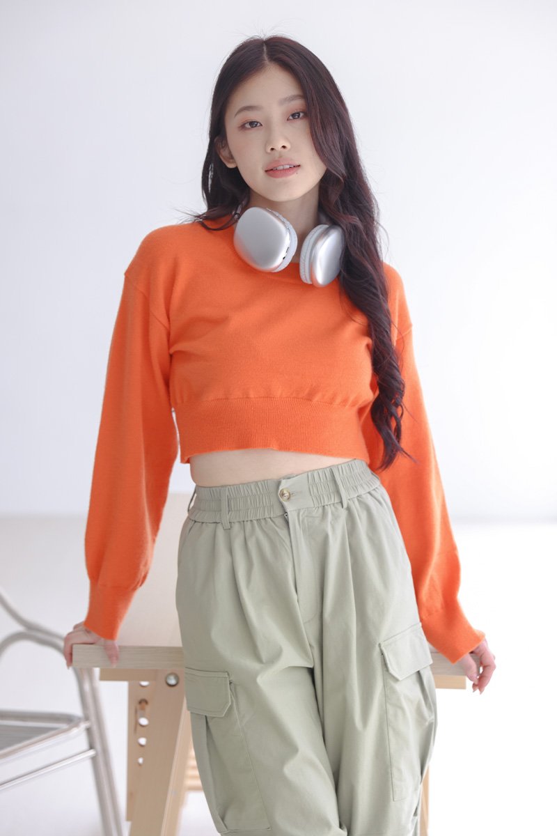 [BACKORDER] Seanna Knit Sweater Top Neon Orange