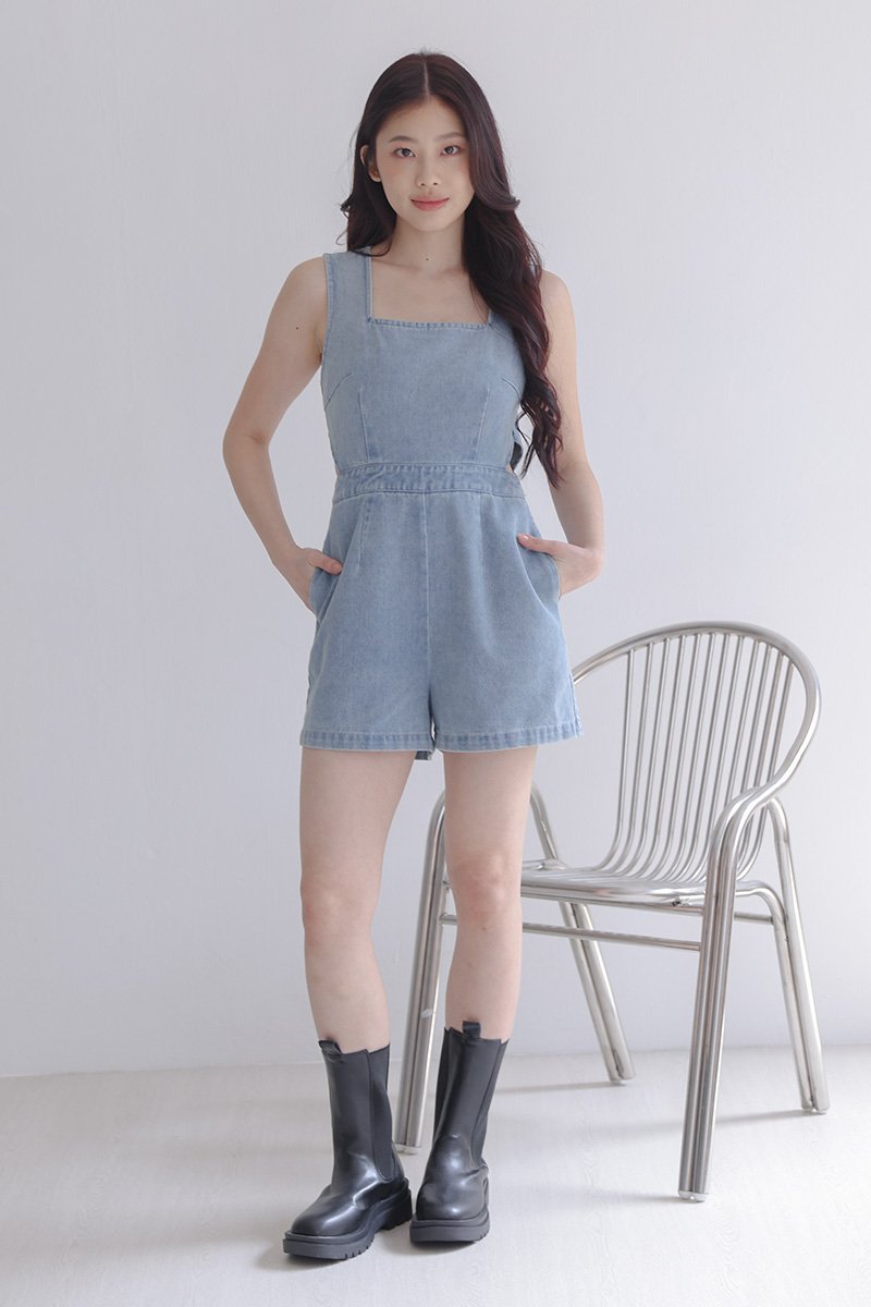 Beebi Denim Romper Light Wash