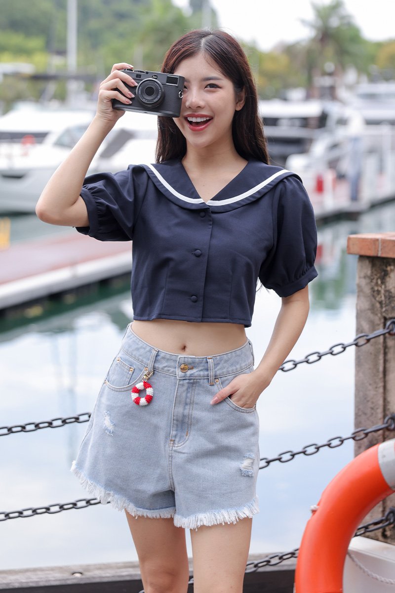 Collared Crop Top