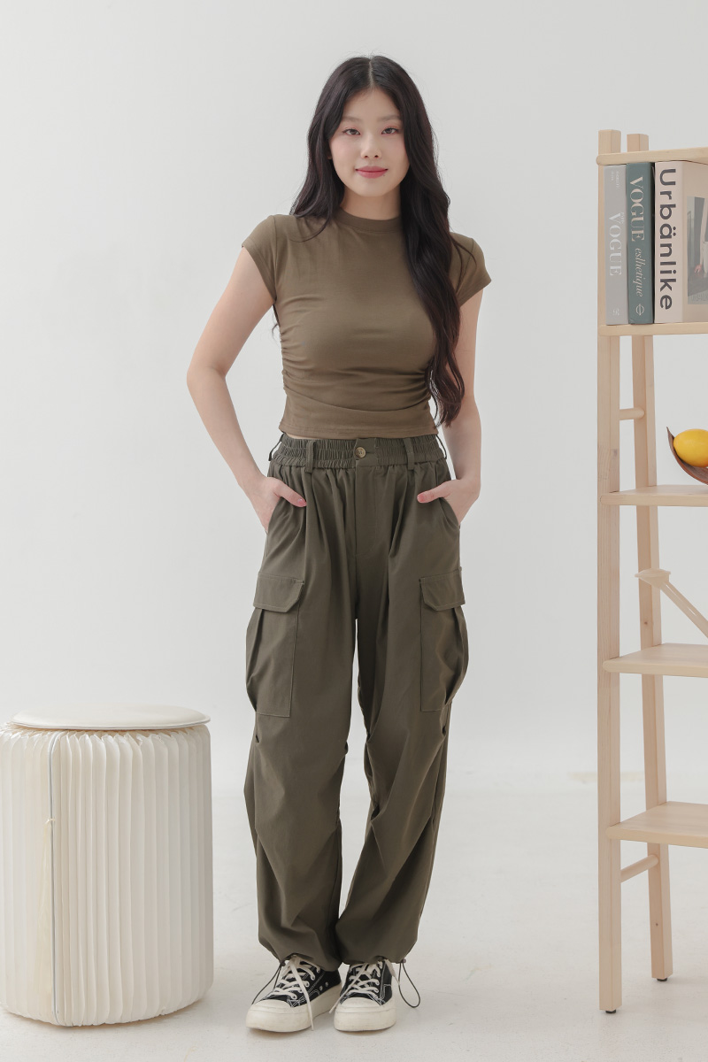 [RESTOCK] Hestia Ruched Mock Neck Top Green
