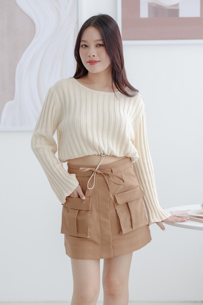 Starlight Knitted Cropped Sweater Cream