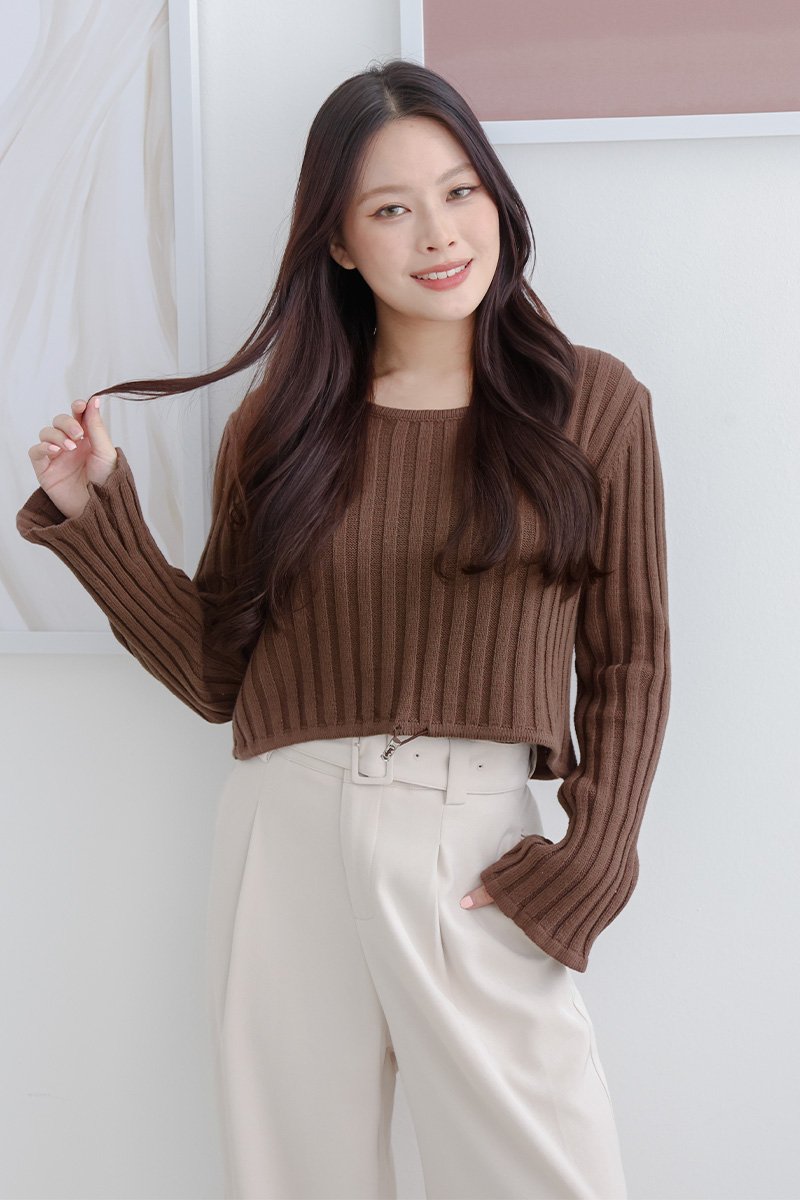Starlight Knitted Cropped Sweater Mocha