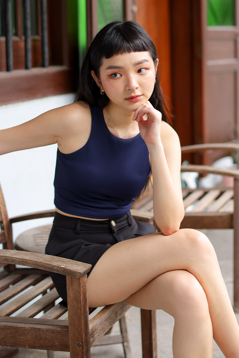 Tiea Sleeveless Padded Crop Top Midnight