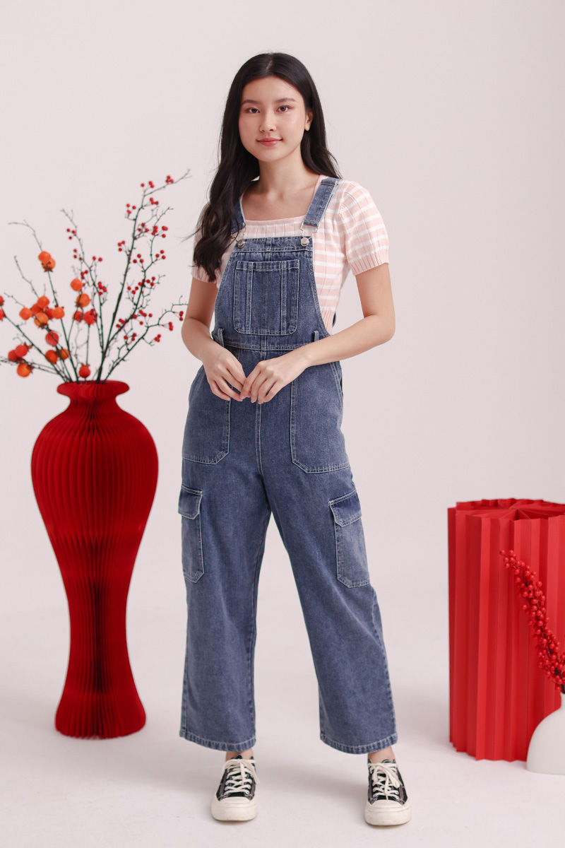 Caylen Denim Maxi Dungaree Dark Wash