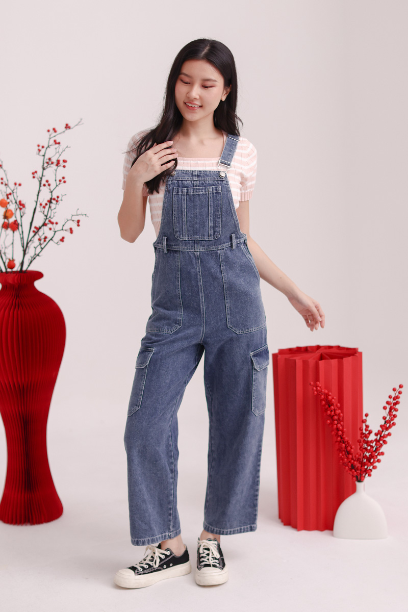 Caylen Denim Maxi Dungaree Dark Wash