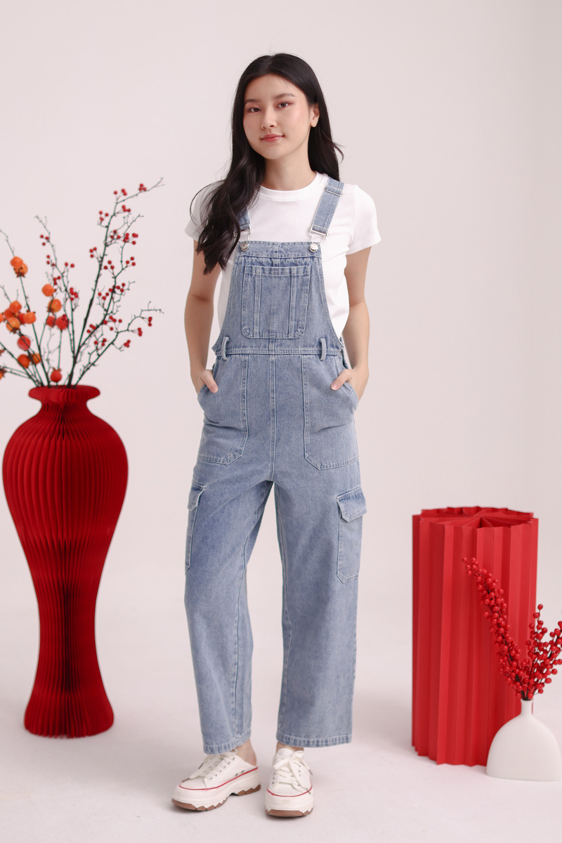 Caylen Denim Maxi Dungaree Light Wash