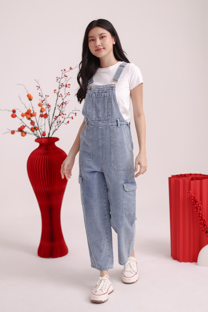 Caylen Denim Maxi Dungaree Light Wash