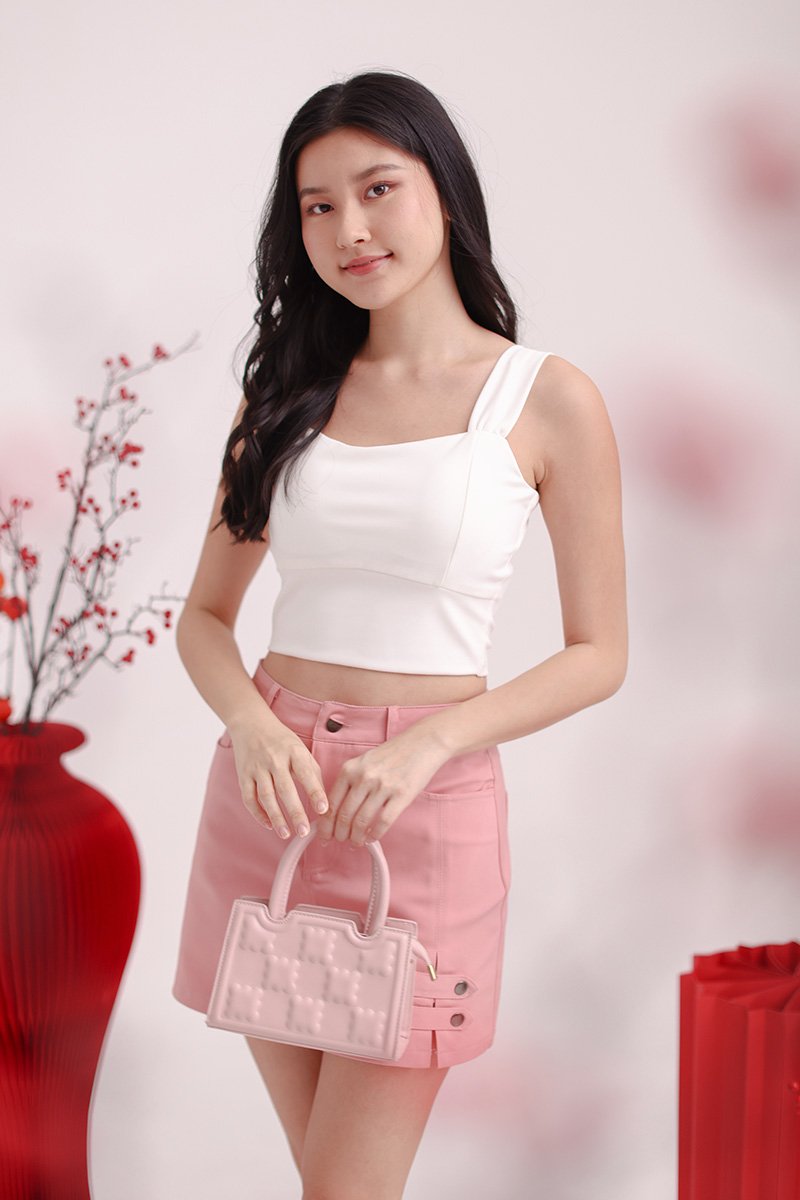 Racer Sweetheart Padded Crop Top Ivory