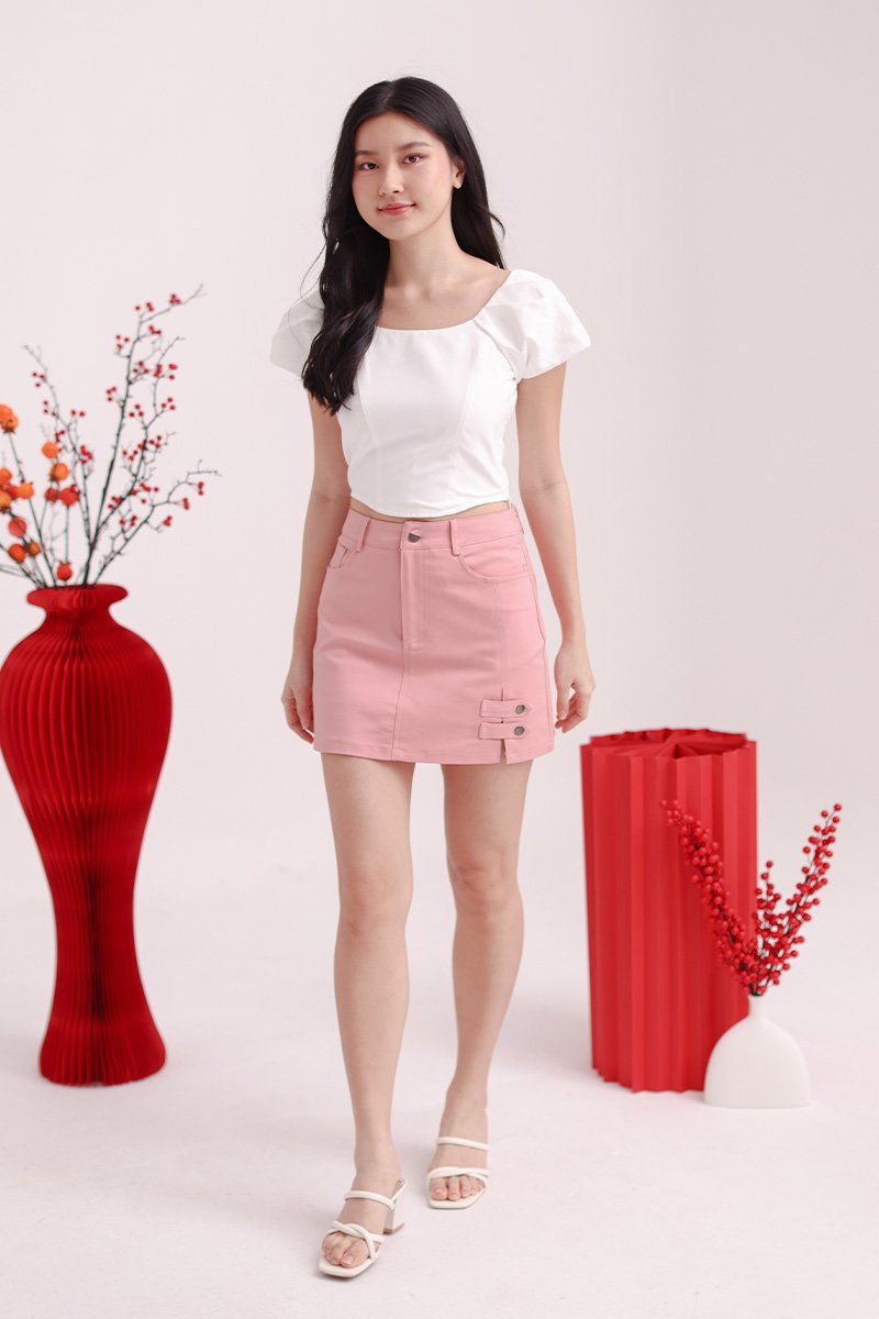 [RESTOCK] Alby Smocked Puff Sleeve Crop Top Ivory