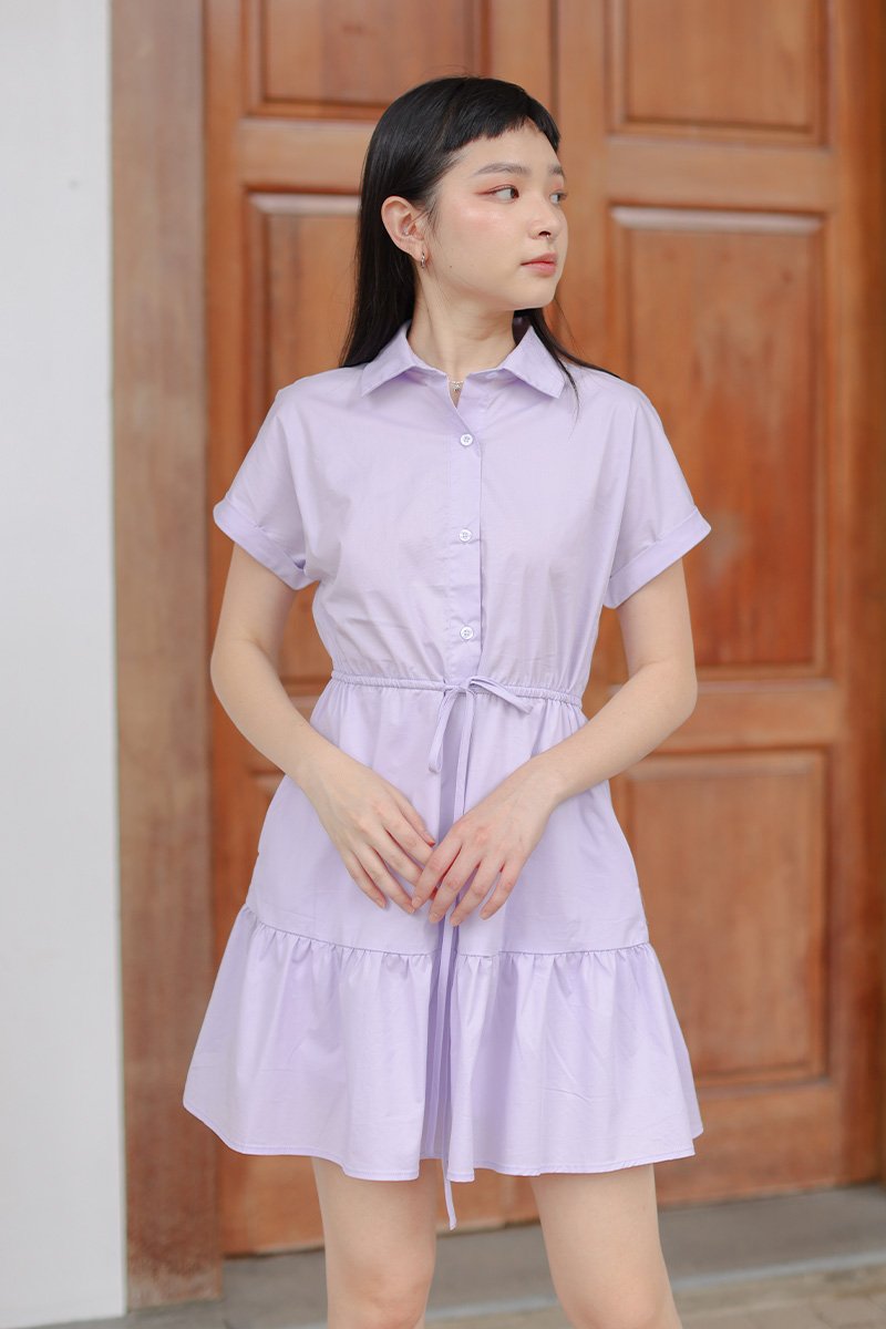 Jinri Self-Tie Babydoll Dress Lilac