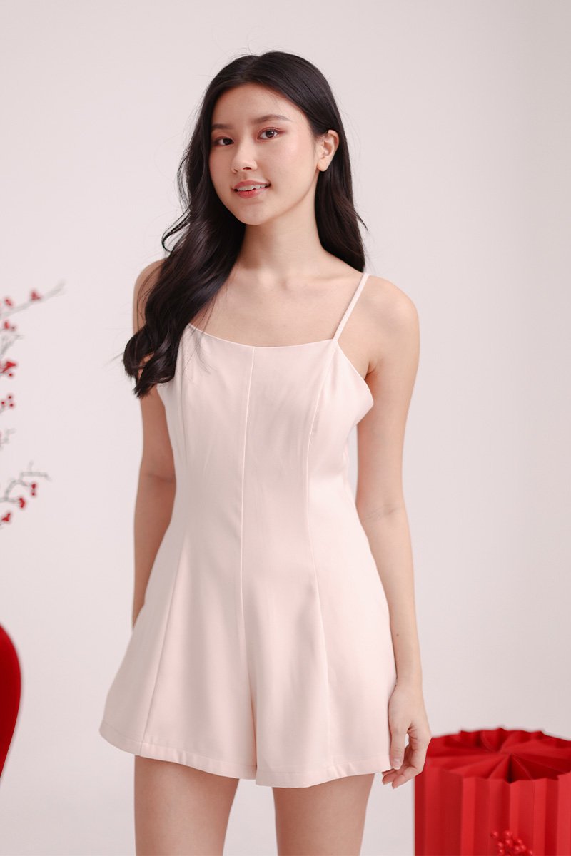 Solayce Sweetheart Sleeveless Romper Champagne Pink