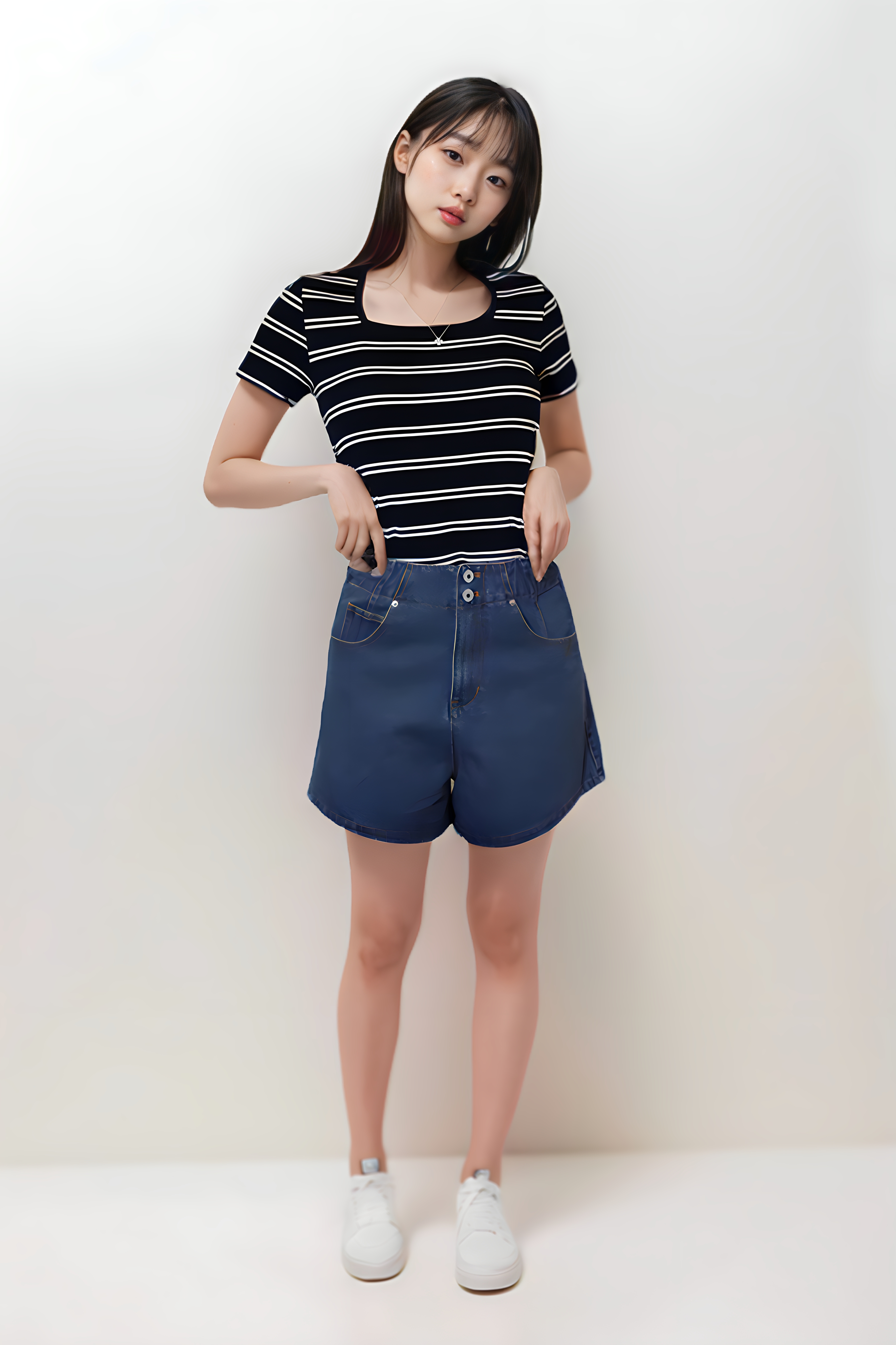 Larson Double Button Denim Shorts Dark Wash