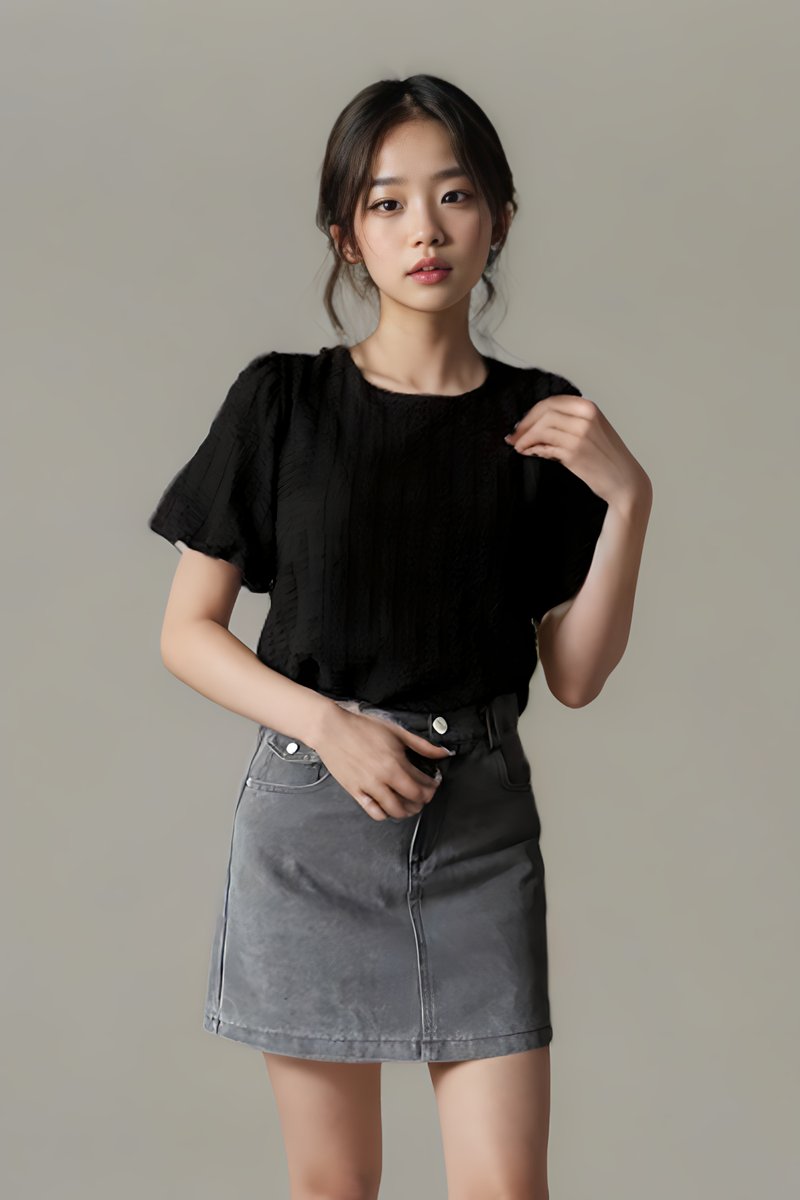 Chesca Textured Knit Top Black