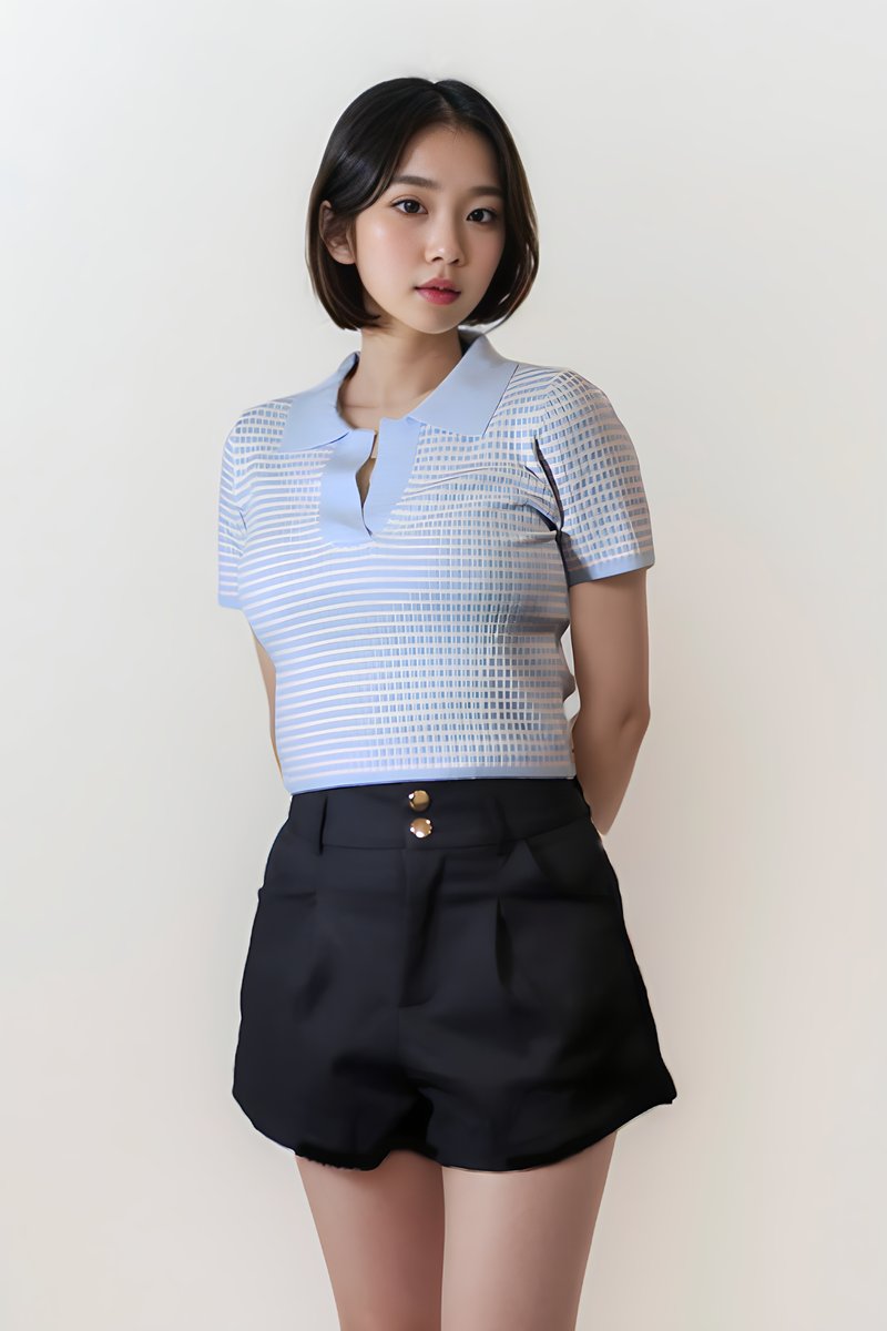 Nana Striped Collared Top Cotton Candy