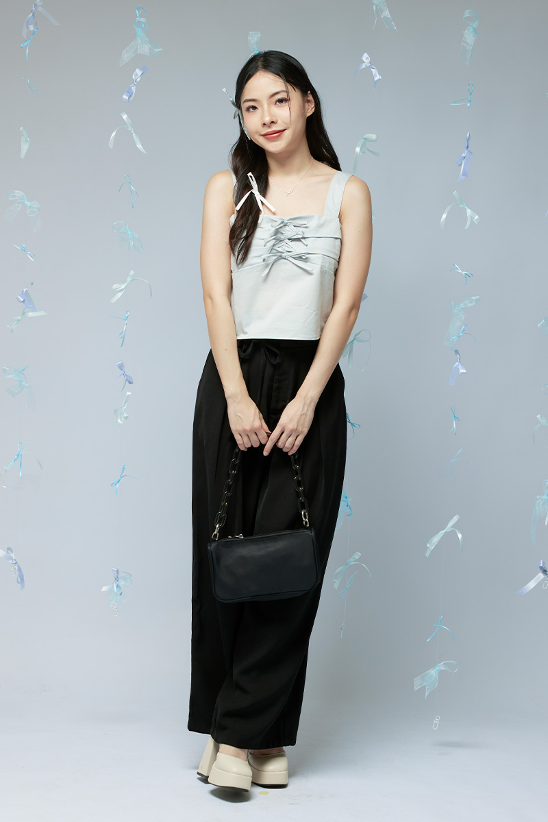 Ava Coquette Sleeveless Top Sky