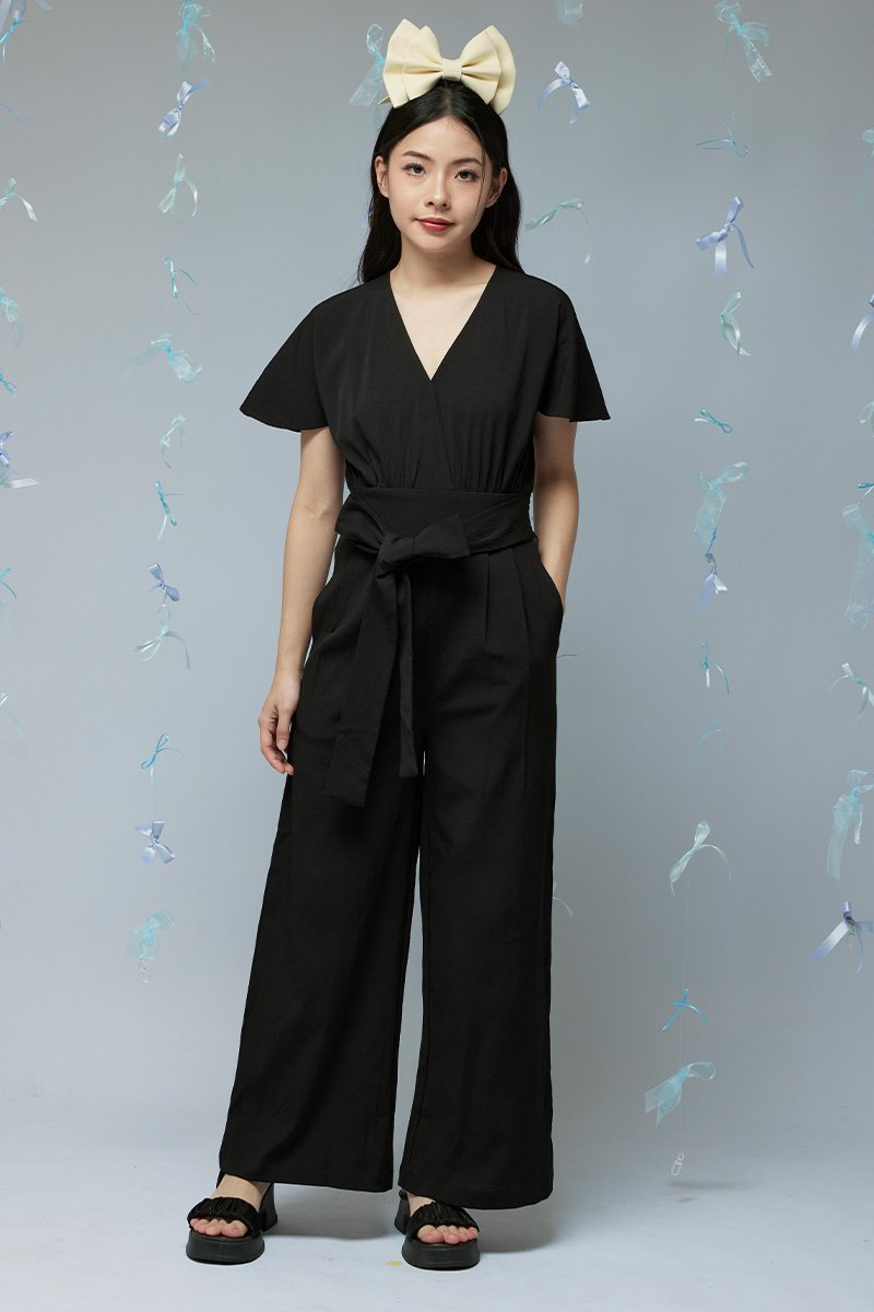 Ceyla Sash Tie Maxi Jumpsuit Black