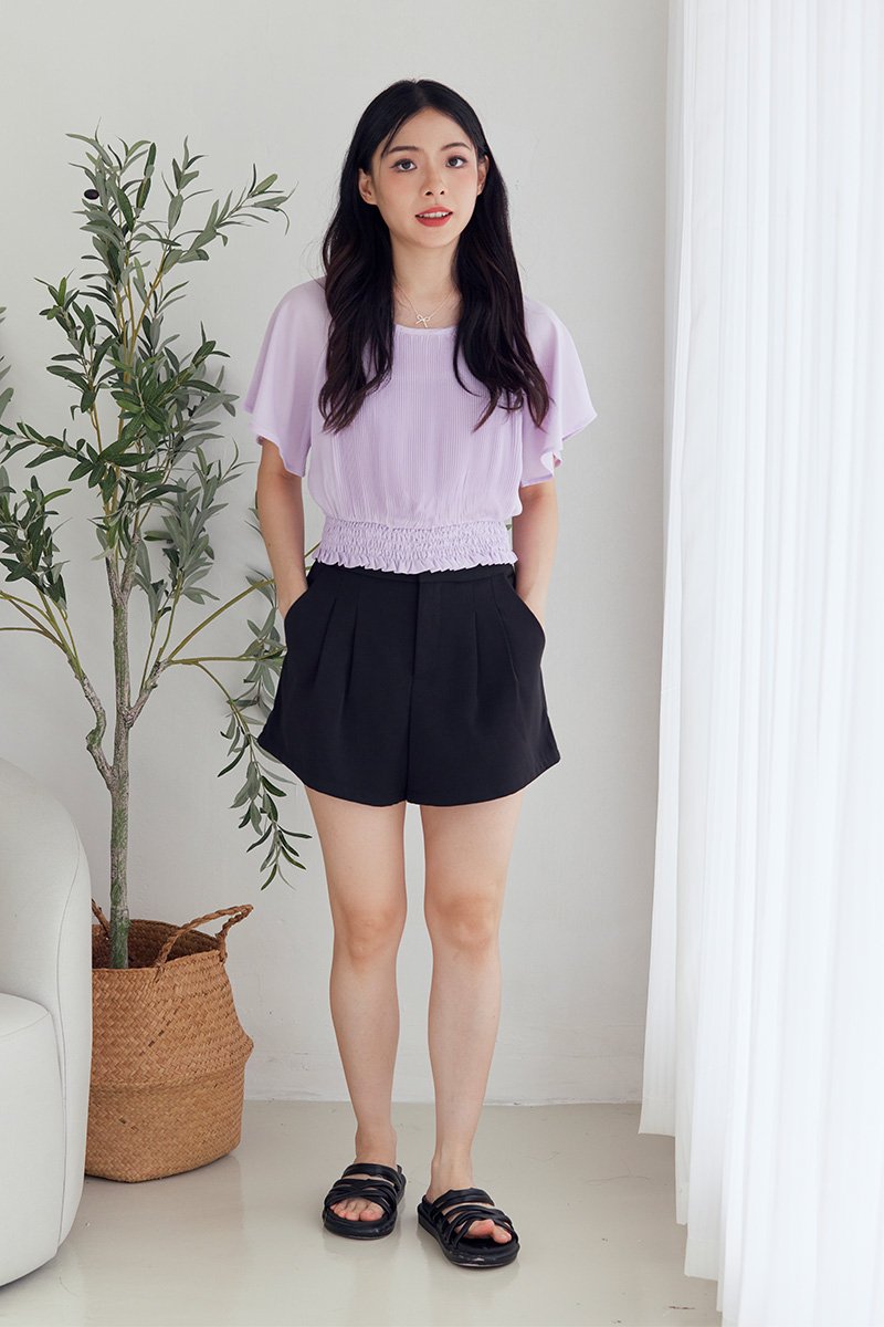 Rleen Pleated Cropped Top Lilac