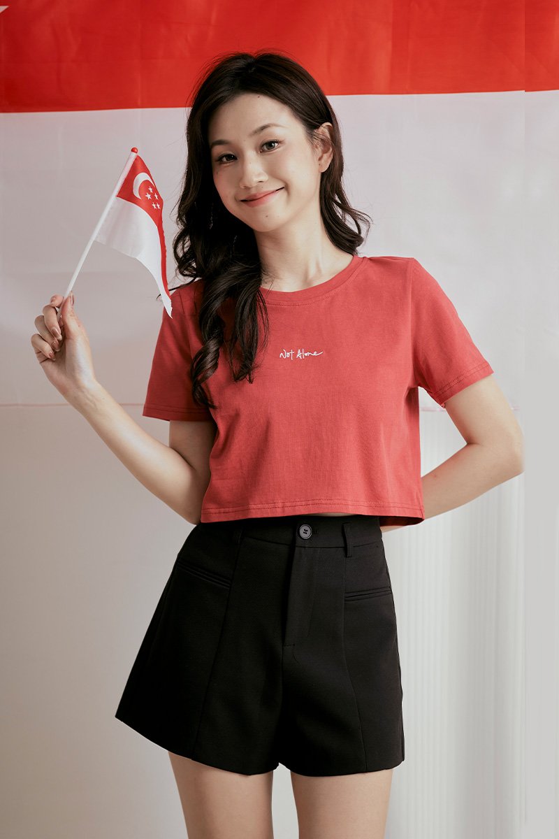 [ETA DELAYED] Not Alone Embroidery Cropped Top Vermillion