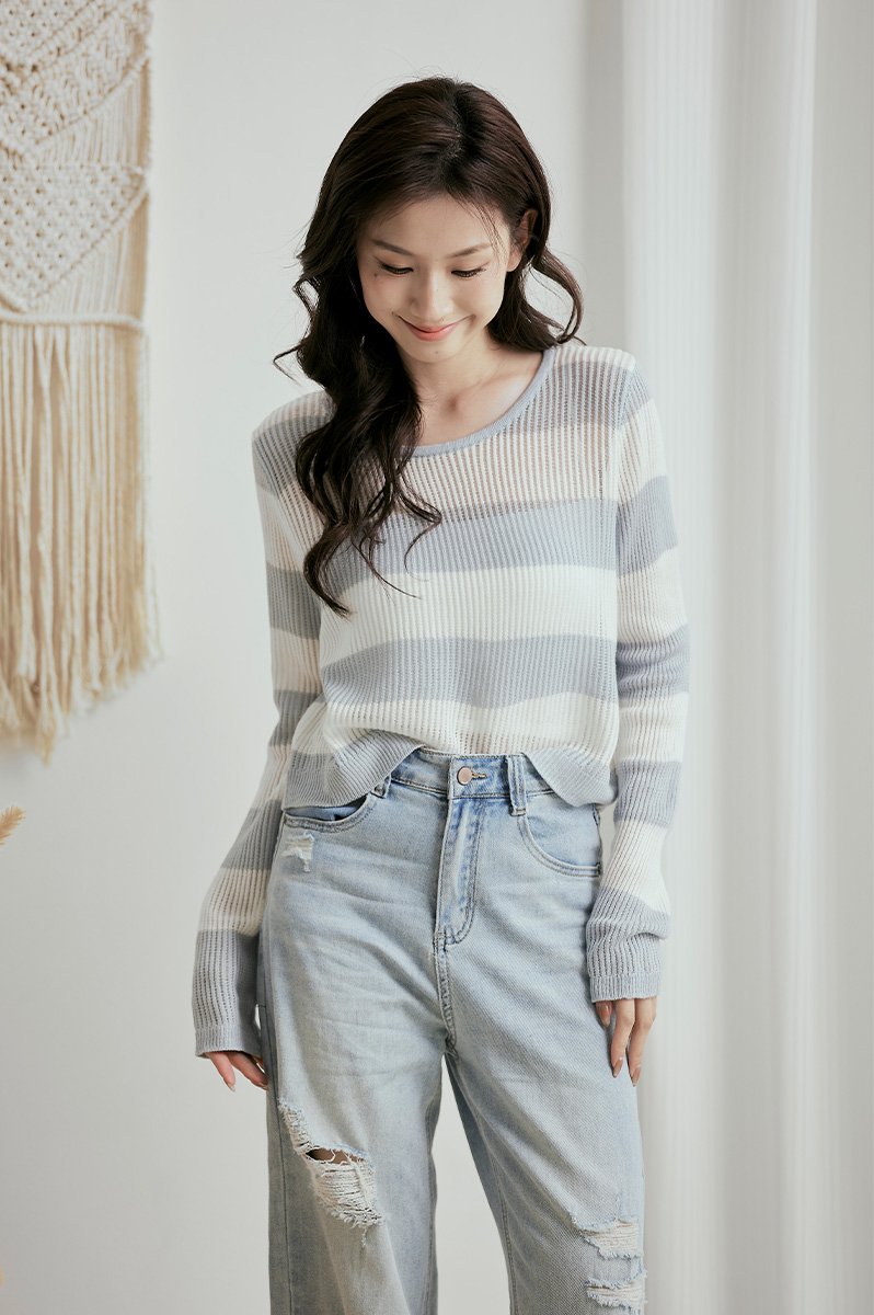 [RESTOCK] Bae Striped Knit Sweater Sky