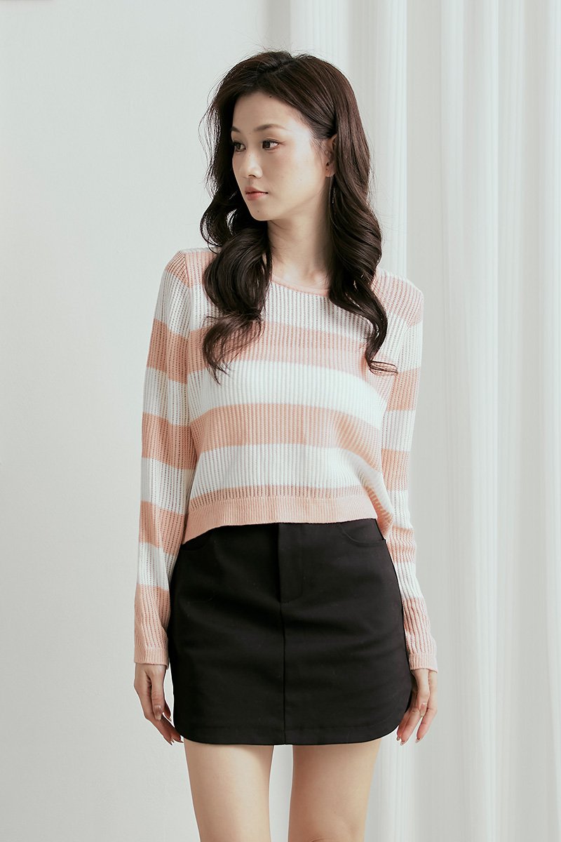 Bae Striped Knit Sweater Blush