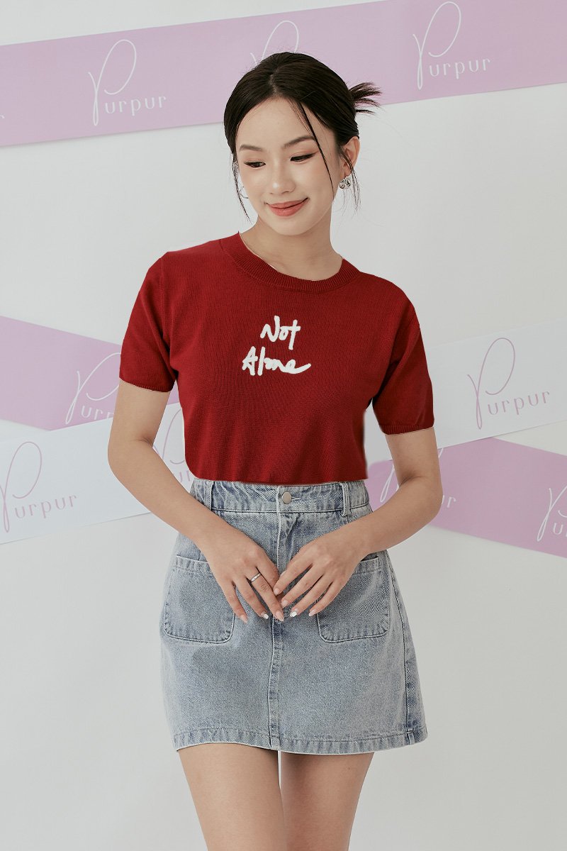 Not Alone Knit Top Wine