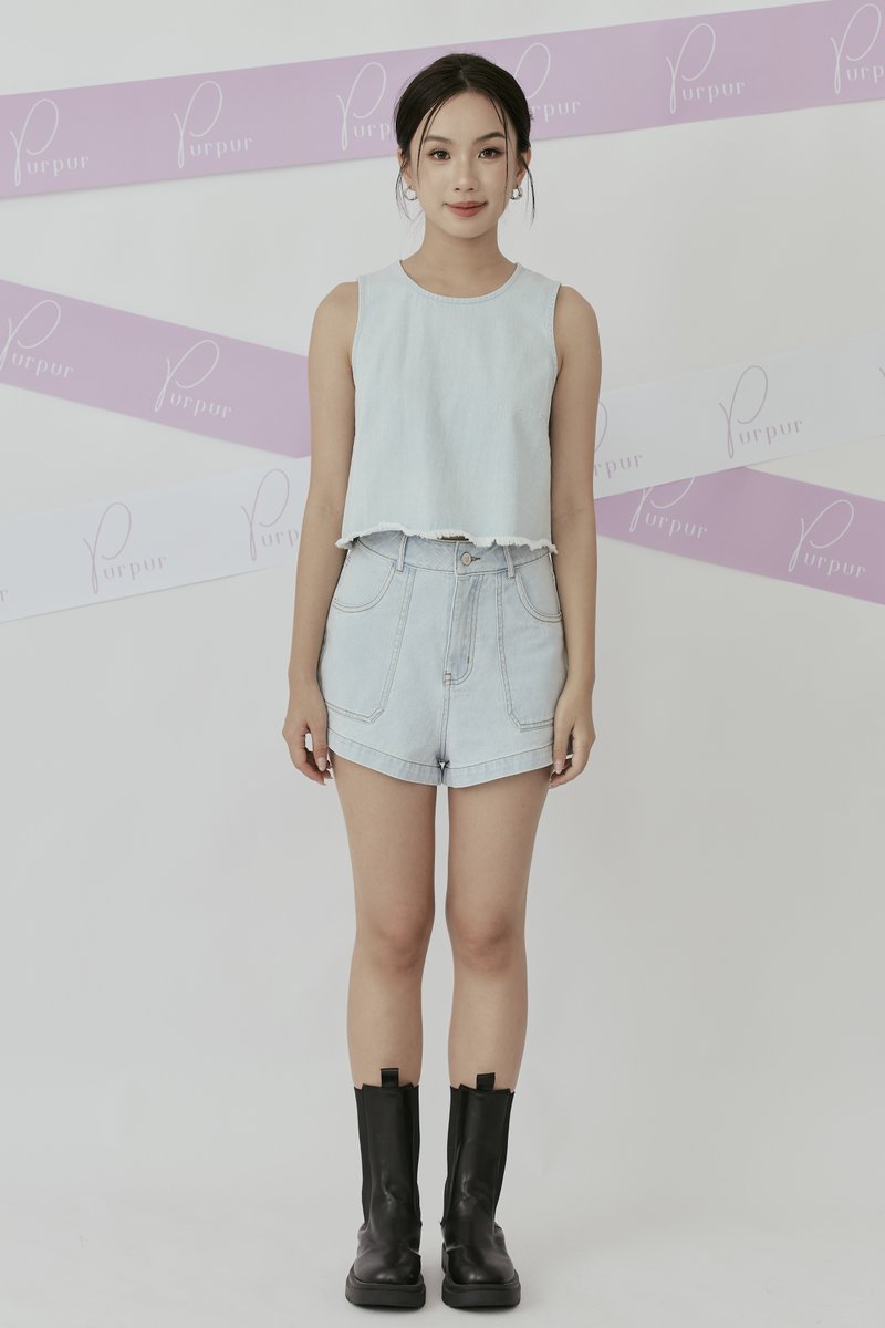 [RESTOCK] On The Go Denim Shorts Light Wash