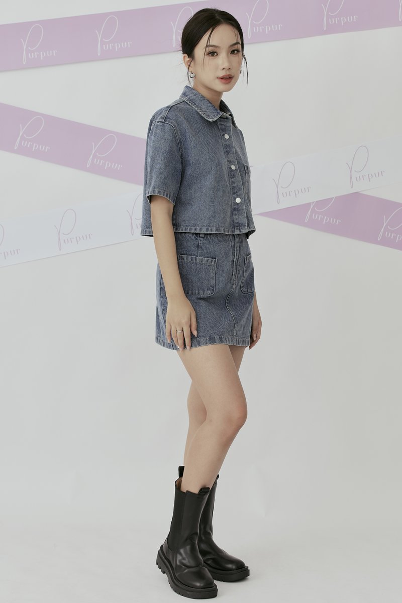 [RESTOCK 2] On The Go Denim Cropped Top Dark Wash