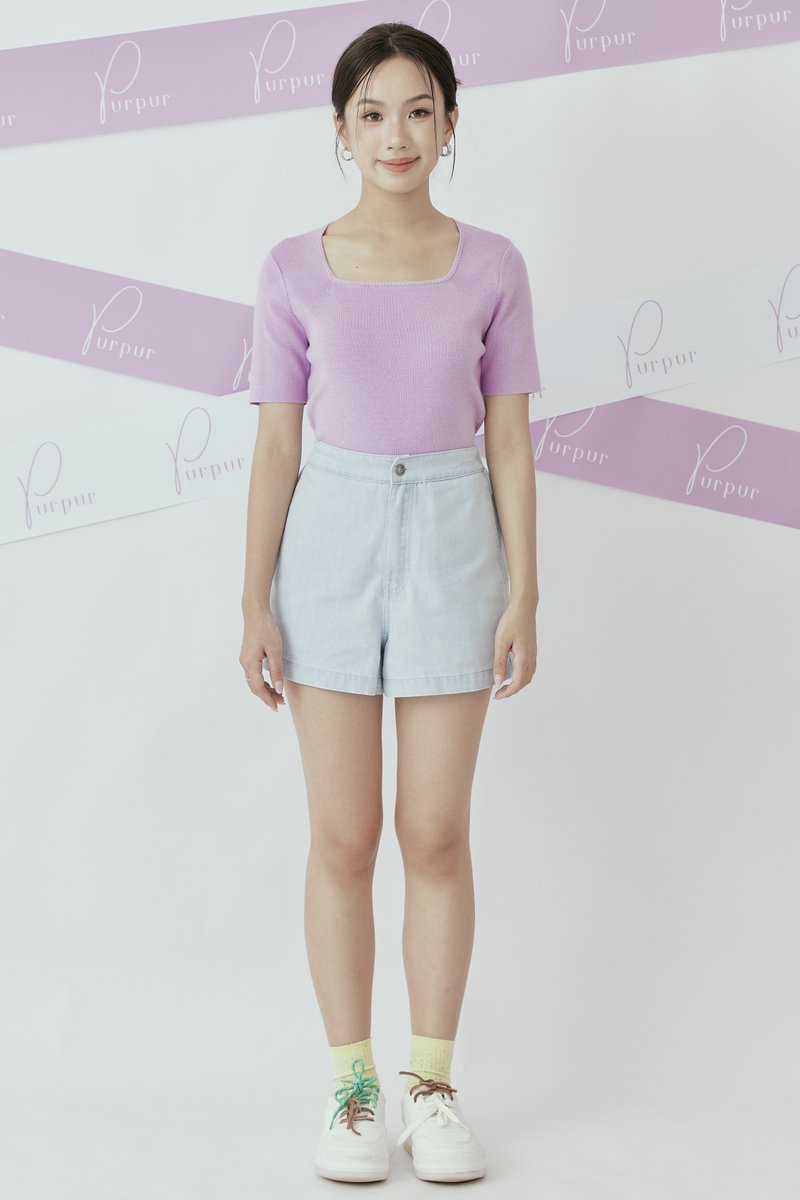 Svera Square Neck Knit Top Lilac