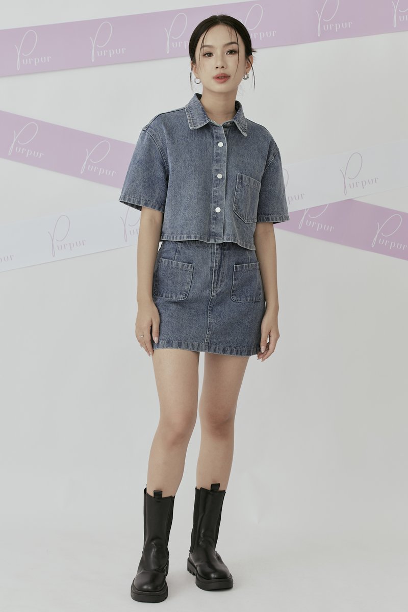 [BACKORDER] On The Go Denim Skort Dark Wash