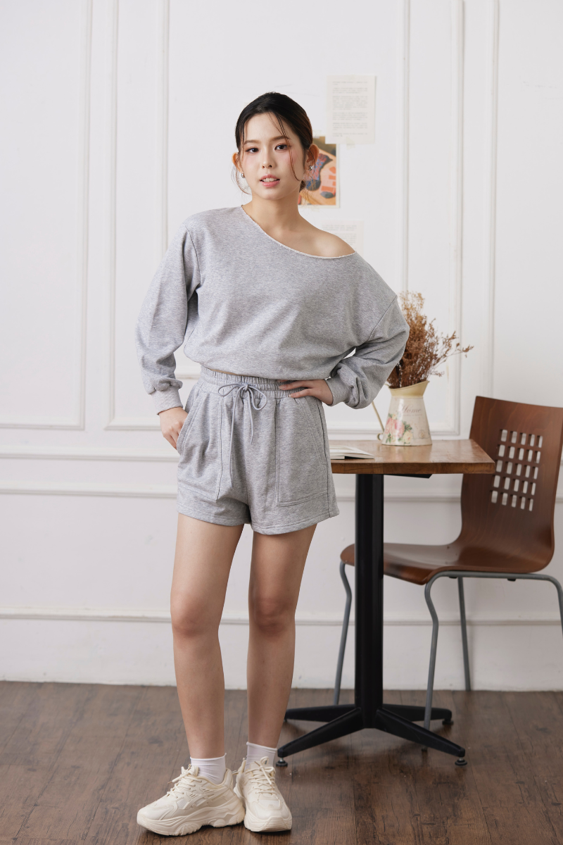 Shiloh Off Shoulder Top Grey