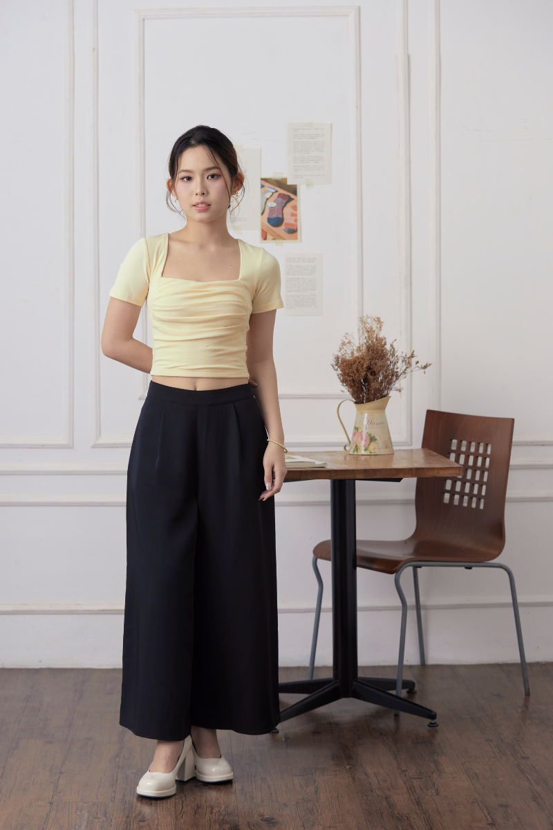 [BACKORDER] Polly Pleated Top Mustard