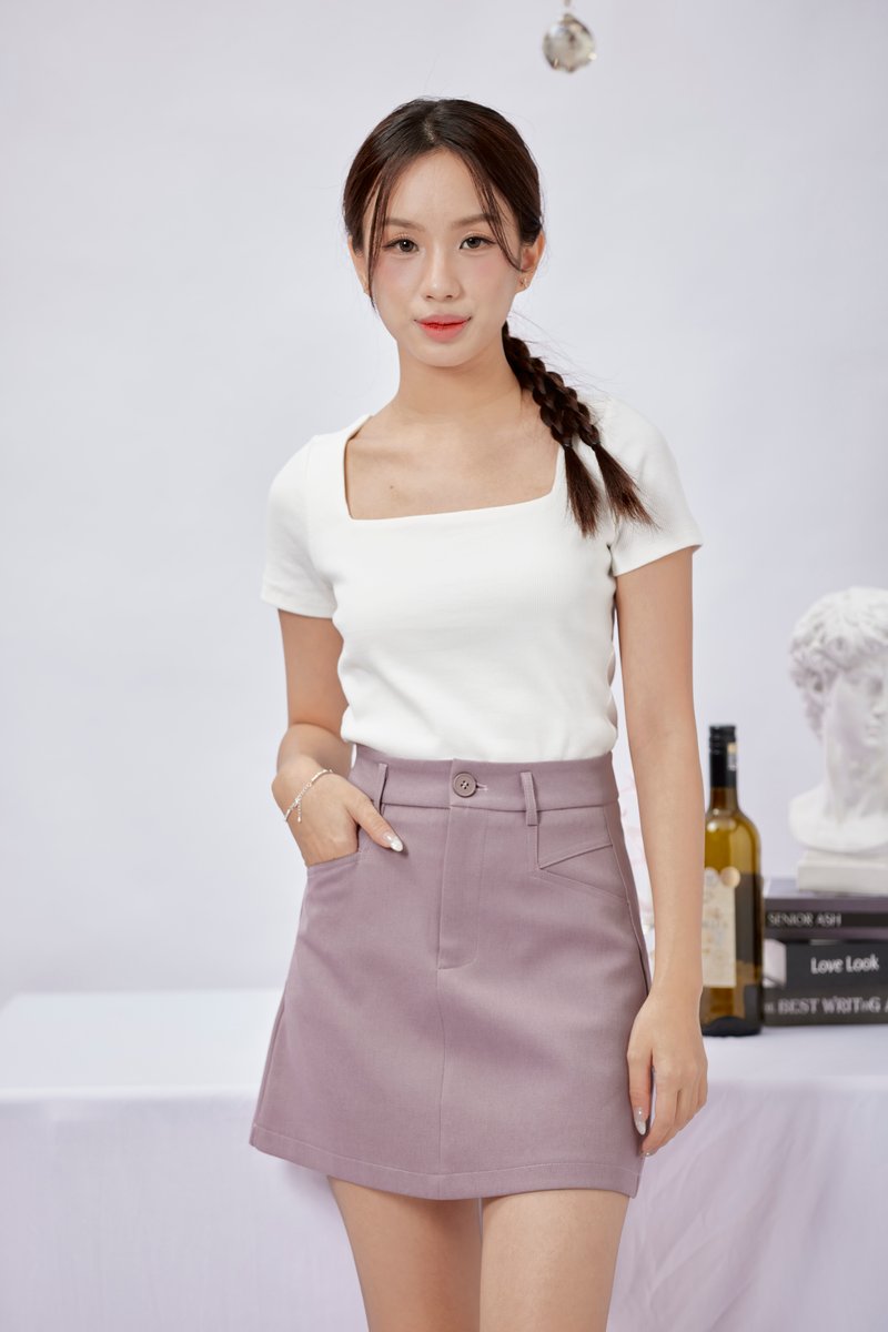 Sandberg Textured Twill Skirt Lilac