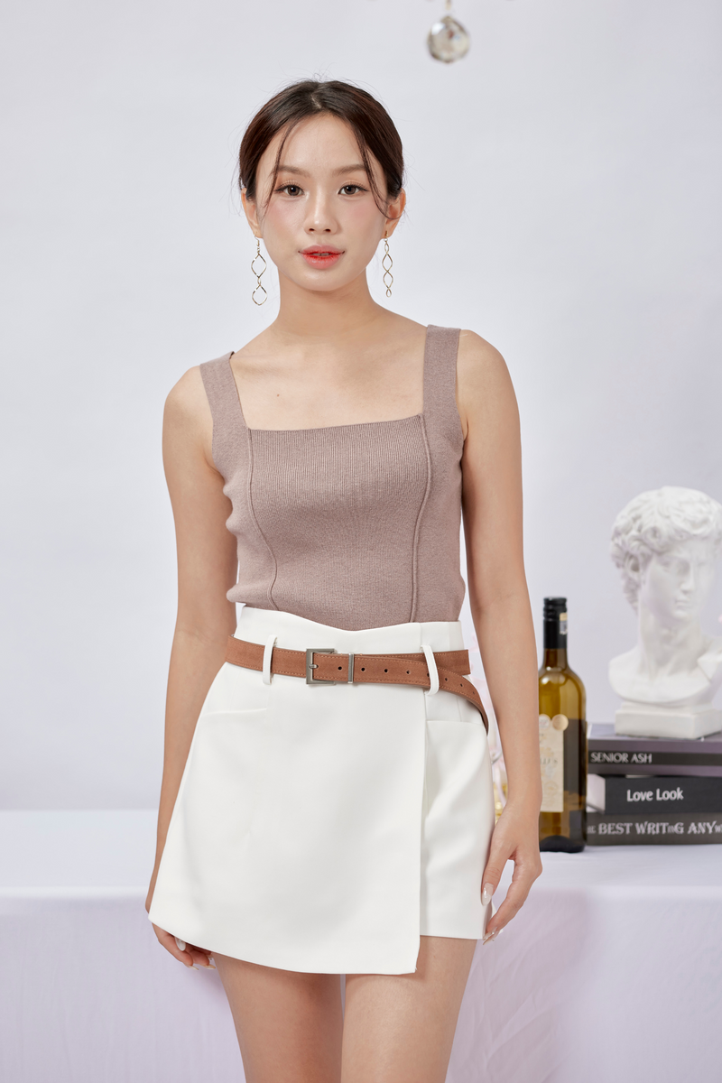 Glay Cropped Knit Tank Khaki