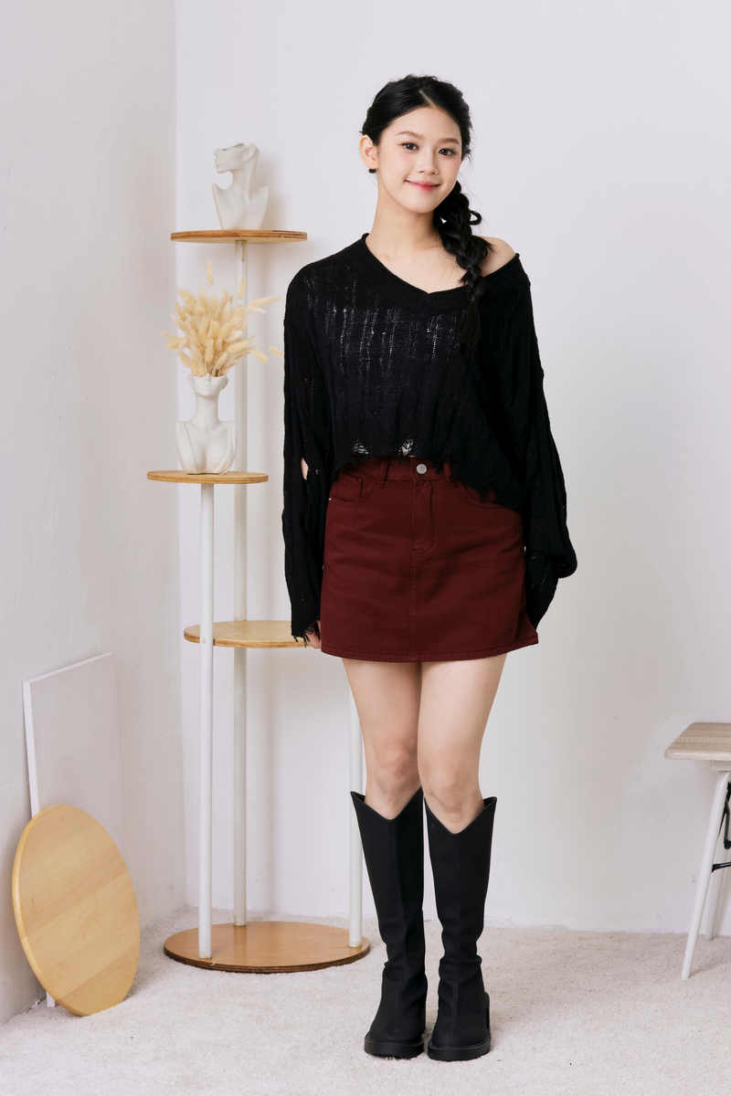 Freya Edge Knit Top Black