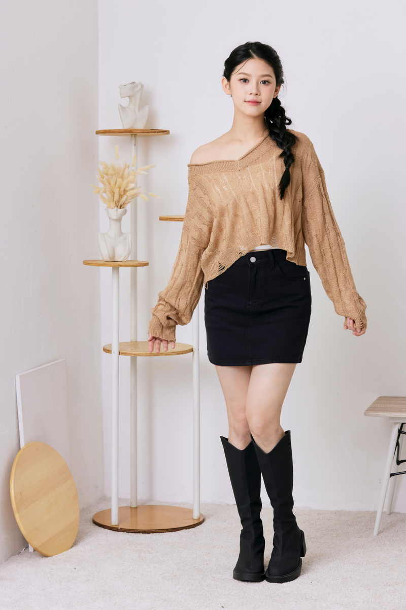  Freya Edge Knit Top Khaki