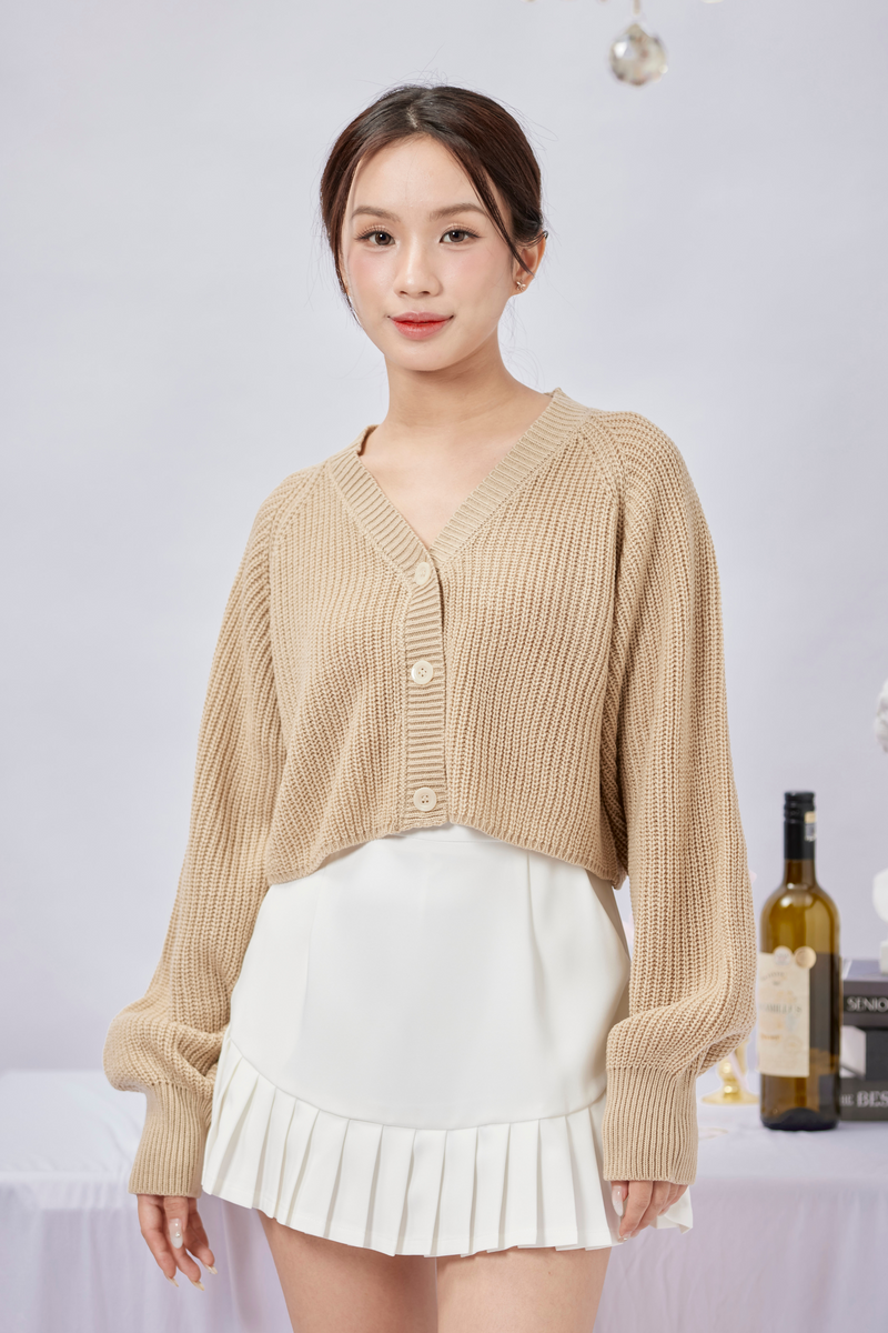  Nina Long Sleeved Knitted Cardigan Mocha