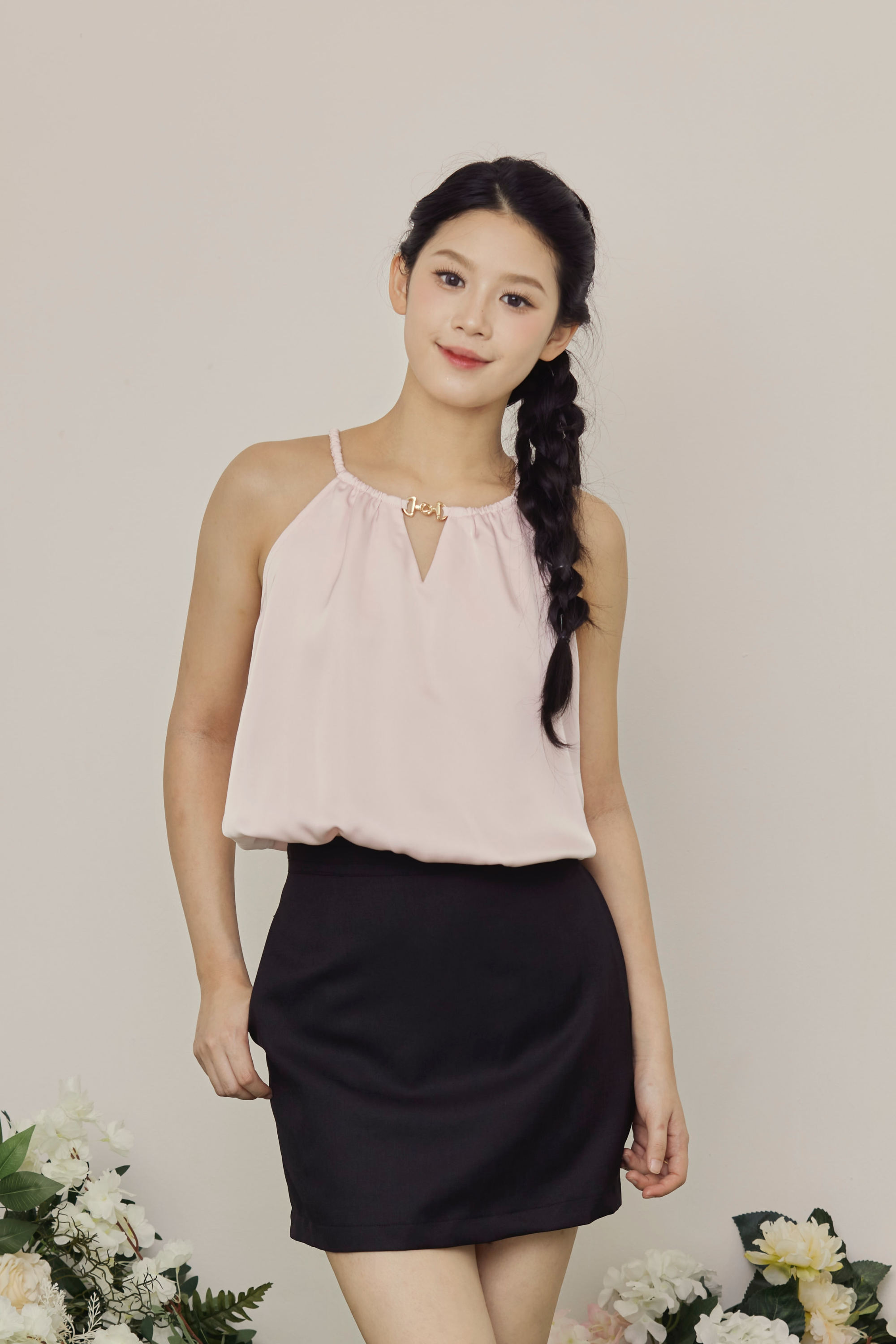 [RESTOCK 2] Luxe Halo Satin Halter Crop Top Blush
