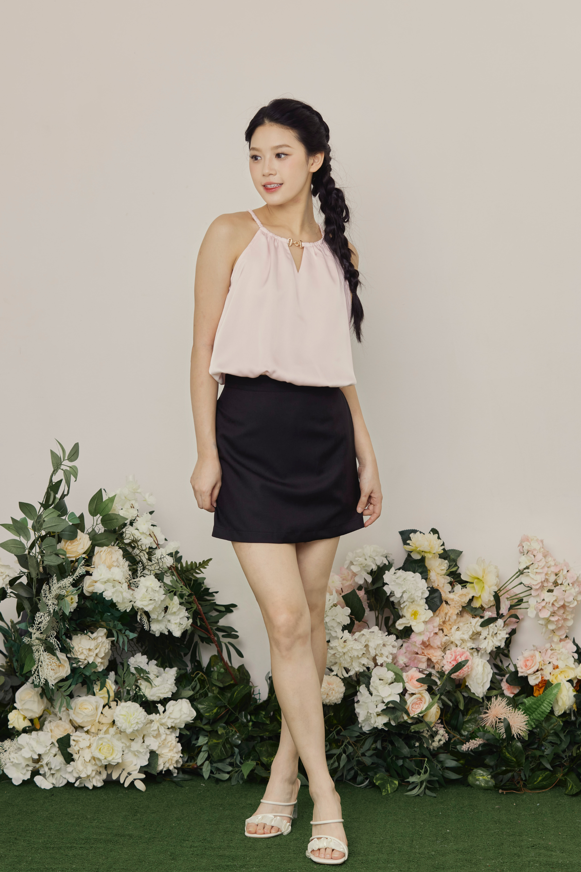 [RESTOCK 2] Luxe Halo Satin Halter Crop Top Blush